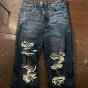 Ripped blue skinny jeans